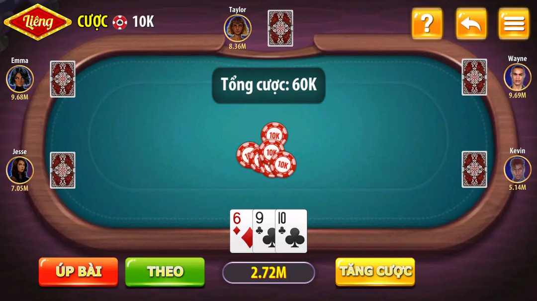 Hành động trong game bài Liêng