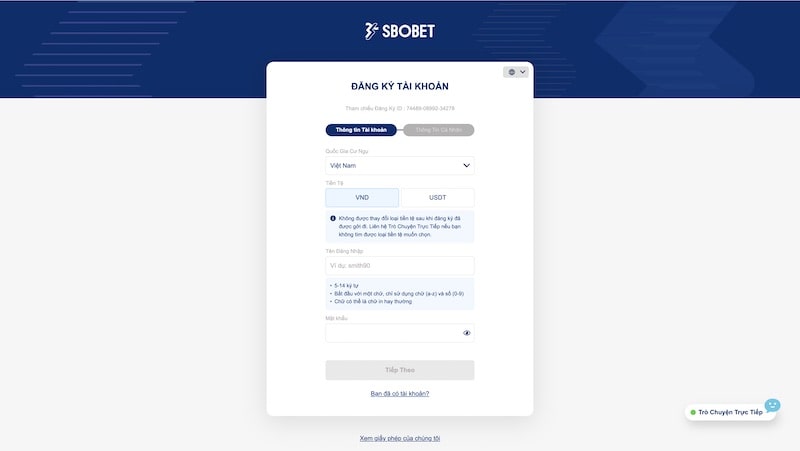 Đăng ký tài khoản trước khi đăng nhập Sbobet